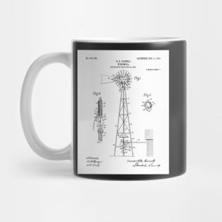 Windmill Patent - Farmer Rancher Country Farmhouse Art - White Mug